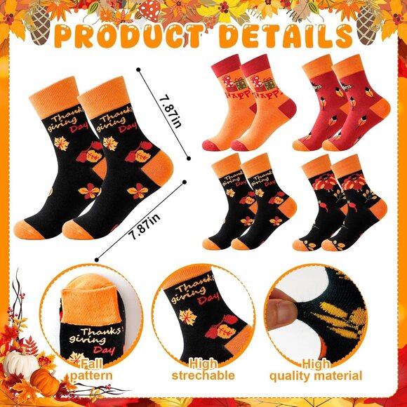 Funny 12 Pcs Thanksgiving Costume Set: Cozy Beanie, Socks, & Gloves for All Ages - Picture 2 of 7